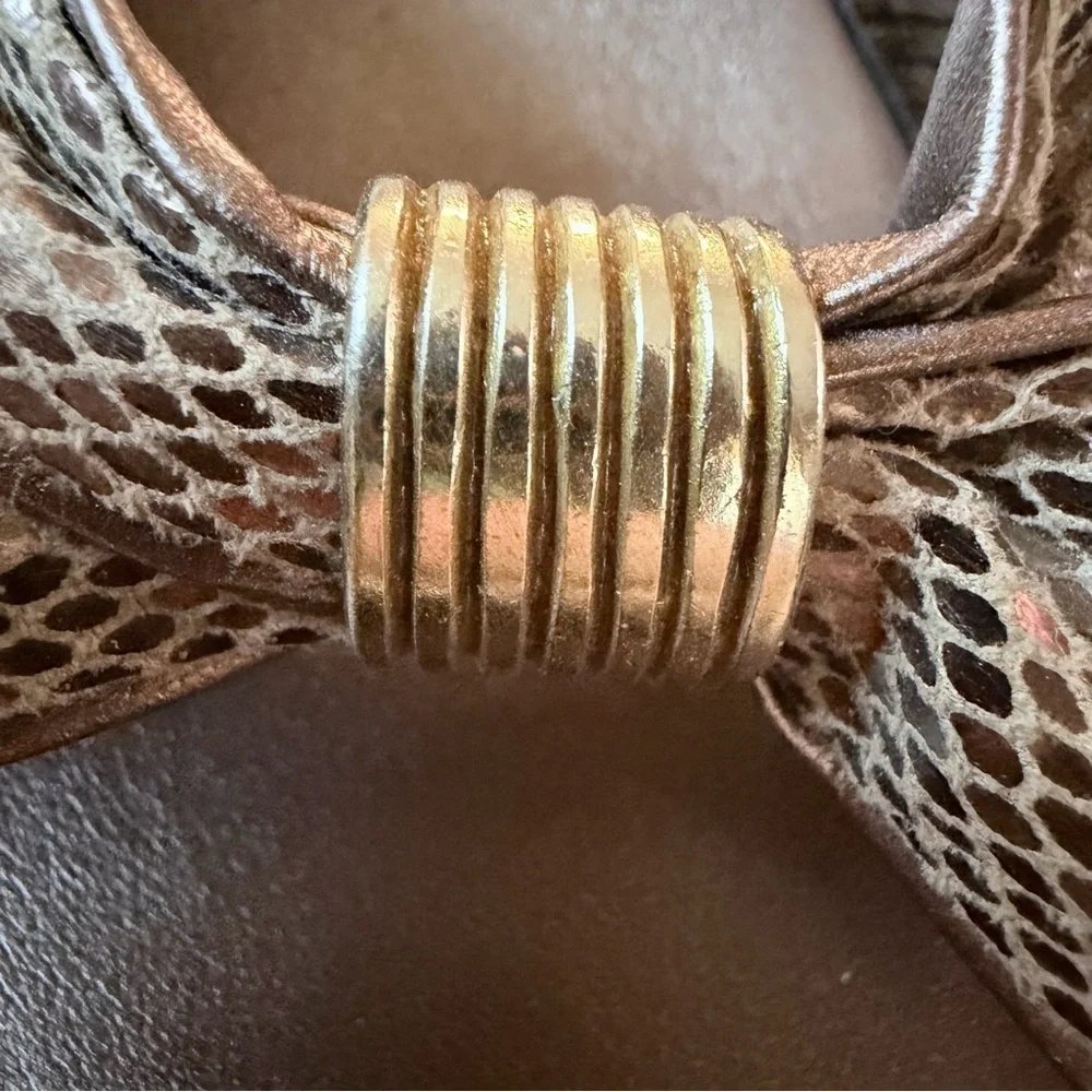 Italian Shoemakers Snakeskin Gold Wedge Sandal Size 9